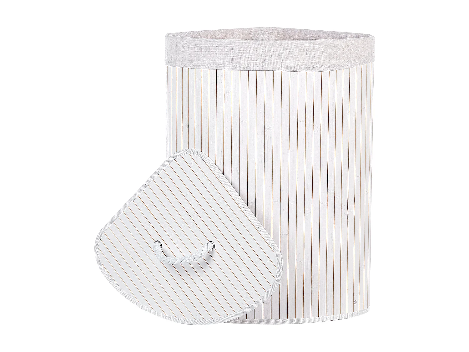 Cesto em madeira de bambu branca 60 cm MATARA