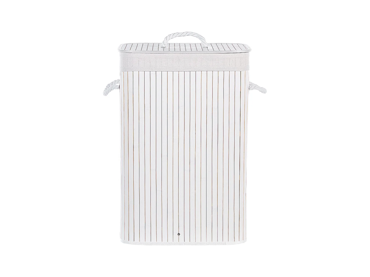 Wäschekorb Bambusholz weiß handgemacht rechteckig mit Deckel Sack Komari