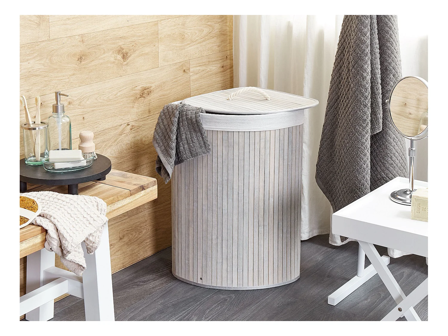 Panier MATARA Bambou Gris clair 57 L
