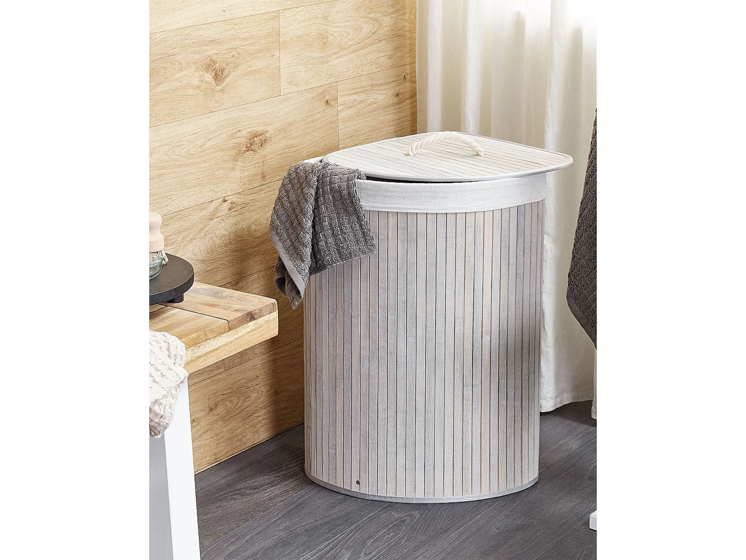 Panier MATARA Bambou Gris clair 57 L