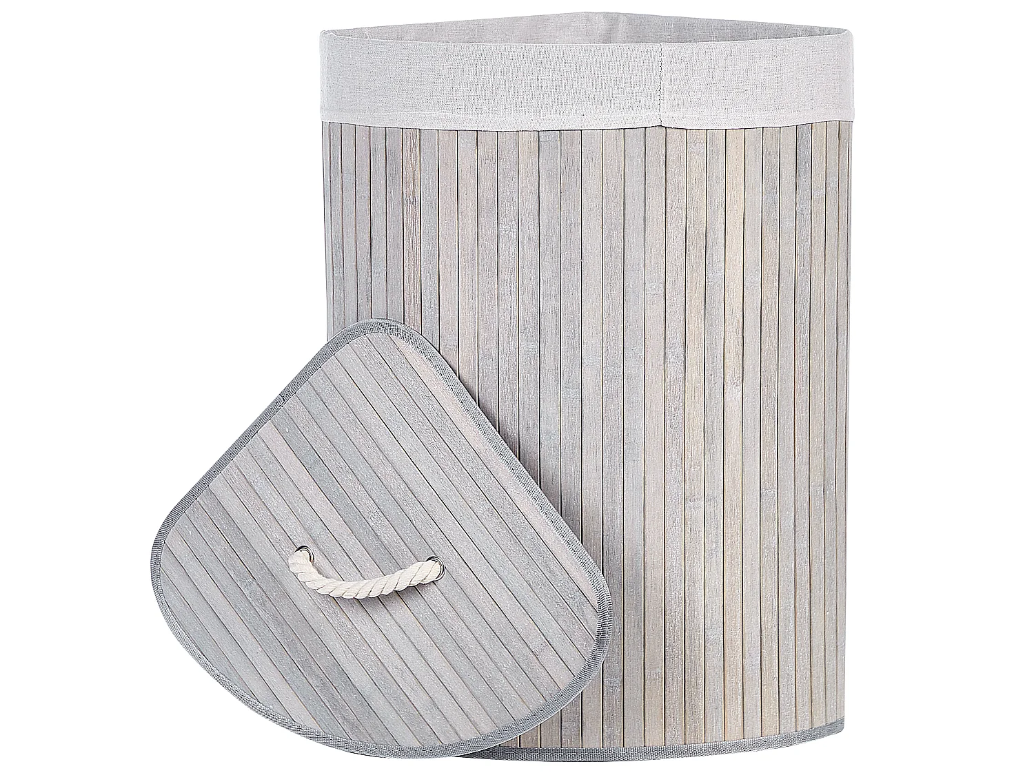Laundry Basket MATARA Bamboo Light Grey 57 L