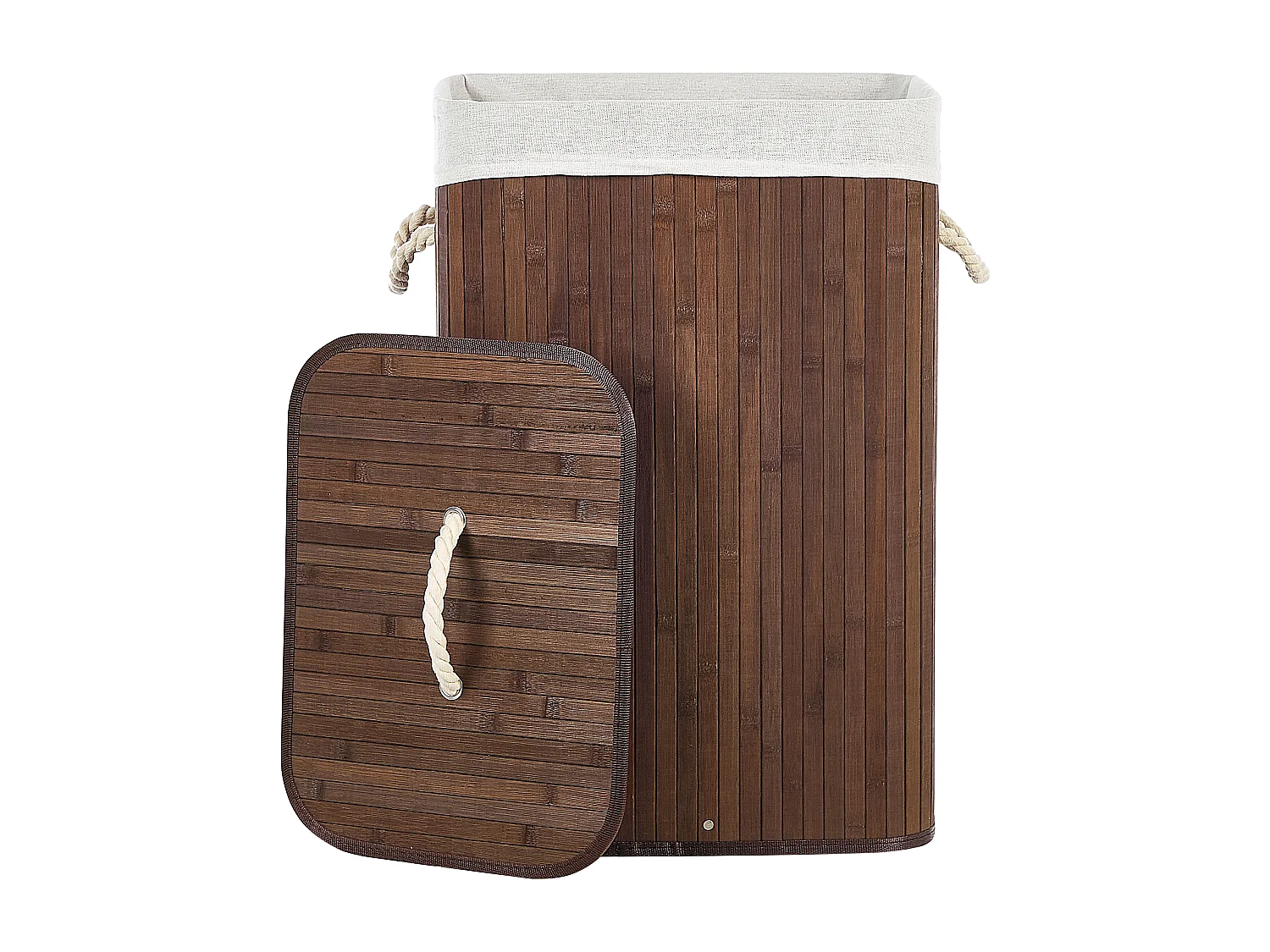 Cesto em madeira de bambu castanha escura e branca 60 cm KOMARI