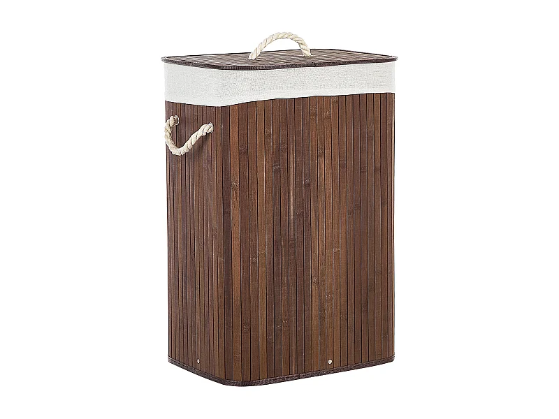Cesto em madeira de bambu castanha escura e branca 60 cm KOMARI