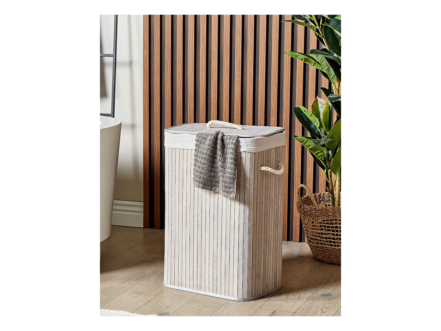 Panier KOMARI Bambou Gris clair 72 L