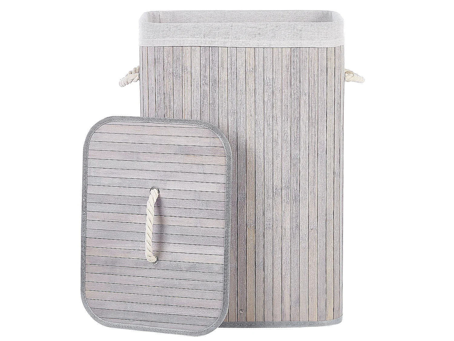 Laundry Basket KOMARI Bamboo Light Grey 72 L