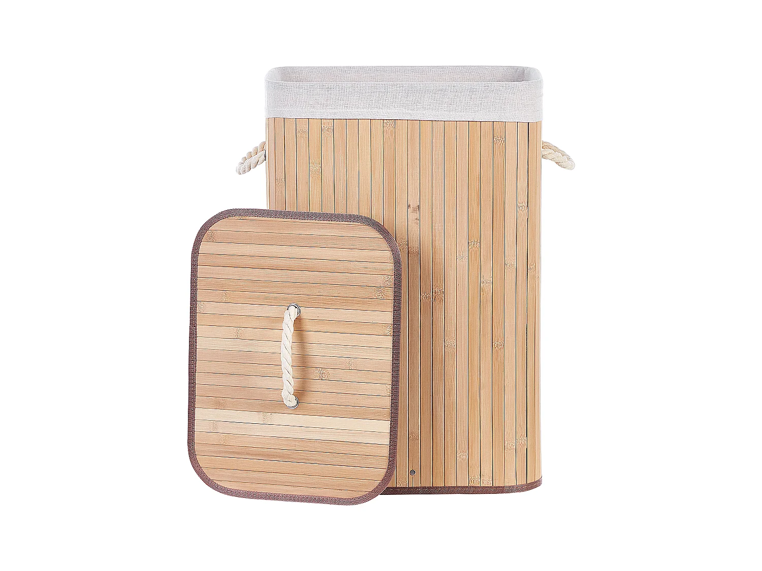 Cesto em madeira de bambu castanha clara e branca 60 cm KOMARI