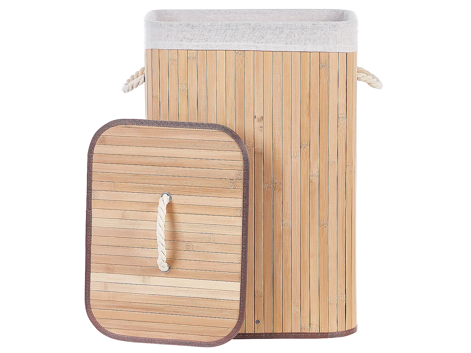 Laundry Basket KOMARI Bamboo Light Brown 72 L