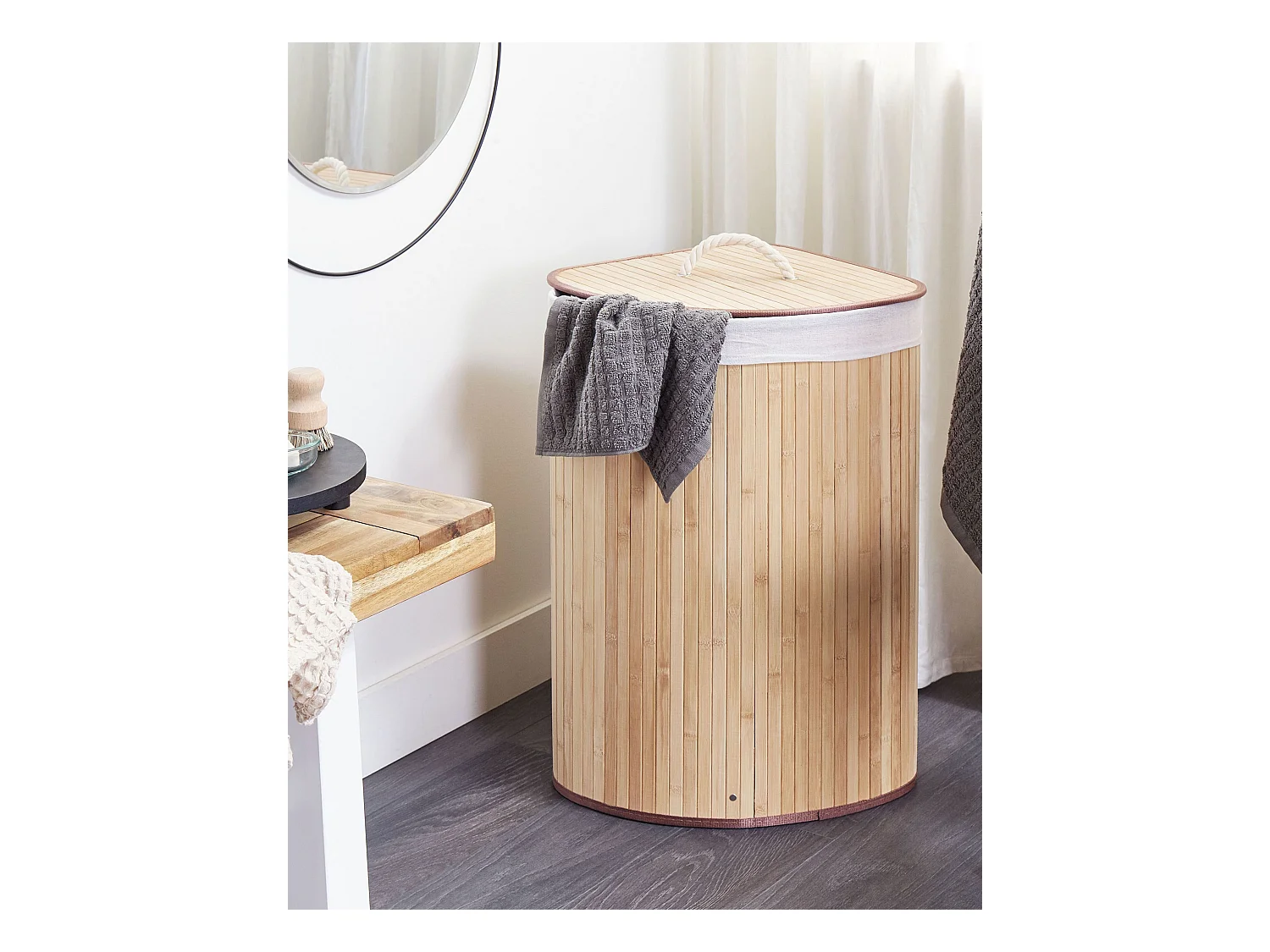 Kosz bambusowy z pokrywą jasne drewno MATARA