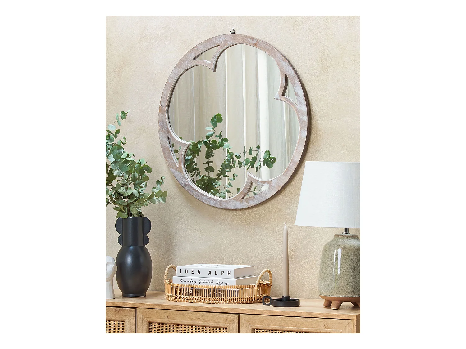 Miroir MONCLOVA 60 cm 60 cm Bois de sapin Marron clair