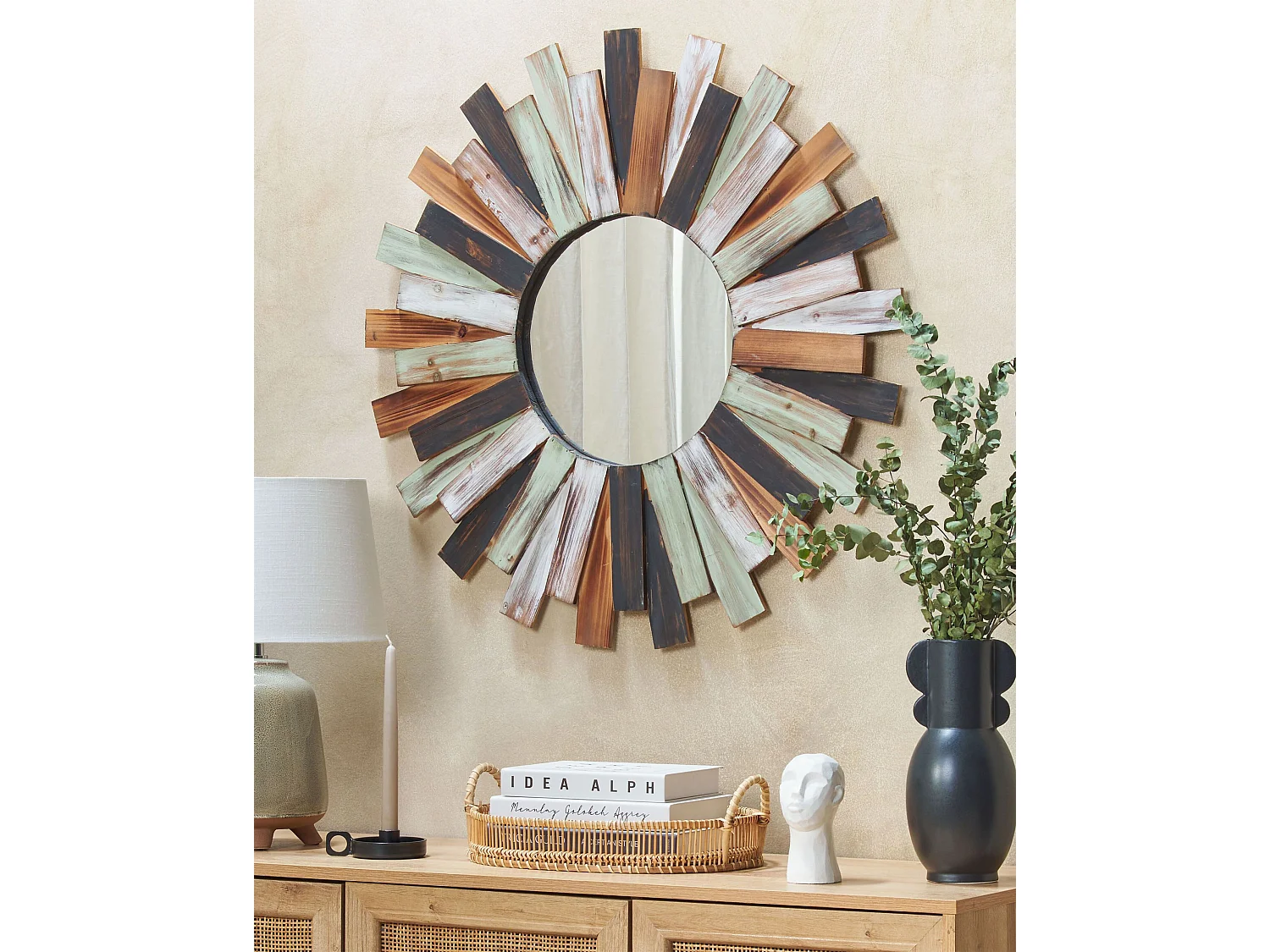 Miroir TAMPICO 75 cm 75 cm Bois de sapin Multicolore