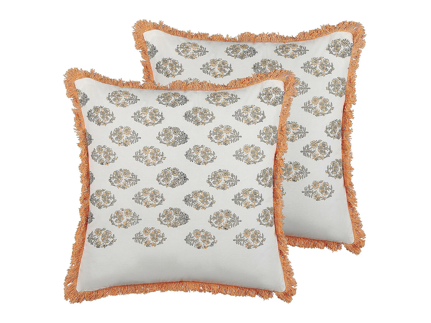 Set di 2 cuscini SATIVUS Cotone 45 x 45 cm Arancione Trama floreale