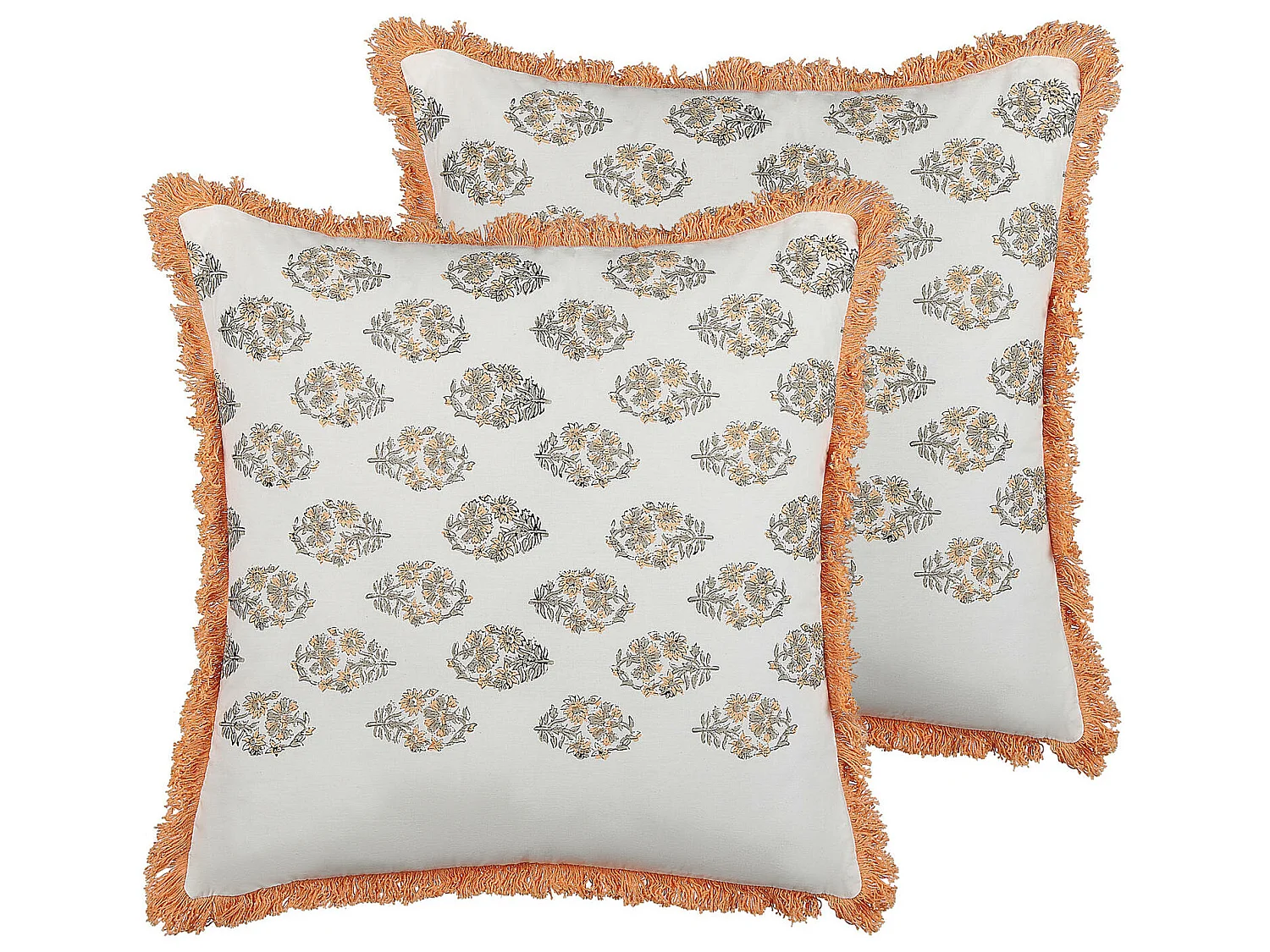 Lot de 2 coussins décoratifs SATIVUS Coton 45 x 45 cm Orange Motif floral
