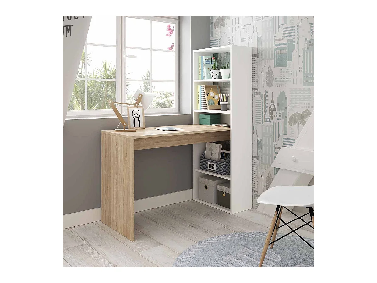 Umkehrbarer Schreibtisch mit Regal - L120 cm