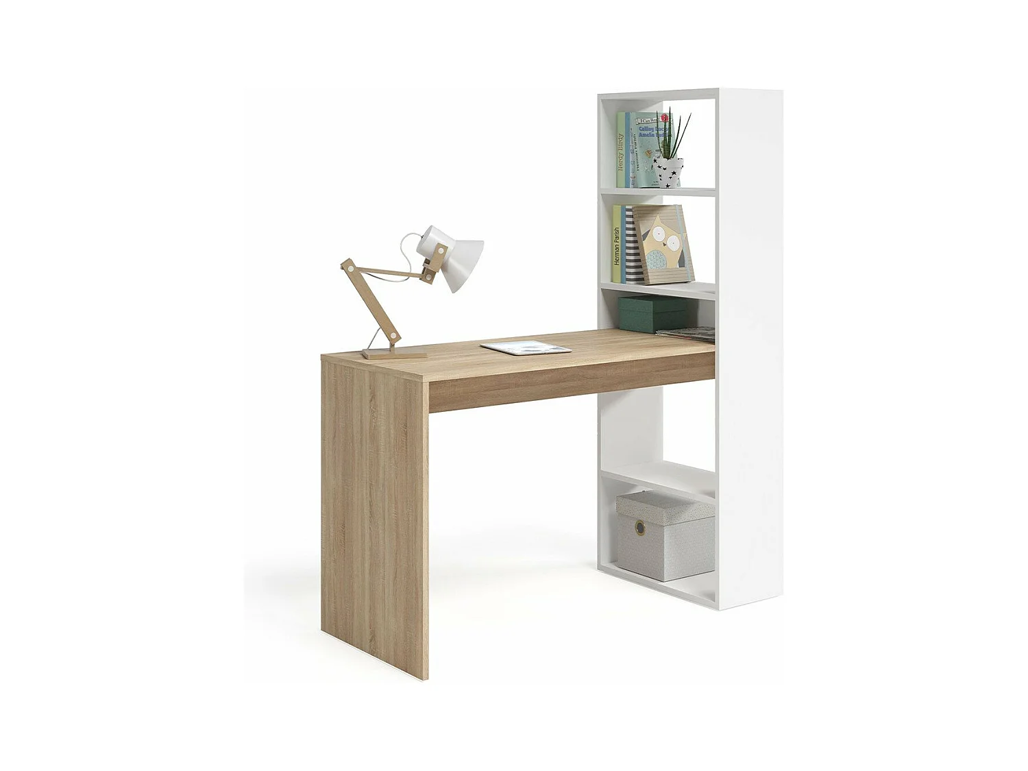 Umkehrbarer Schreibtisch mit Regal - L120 cm