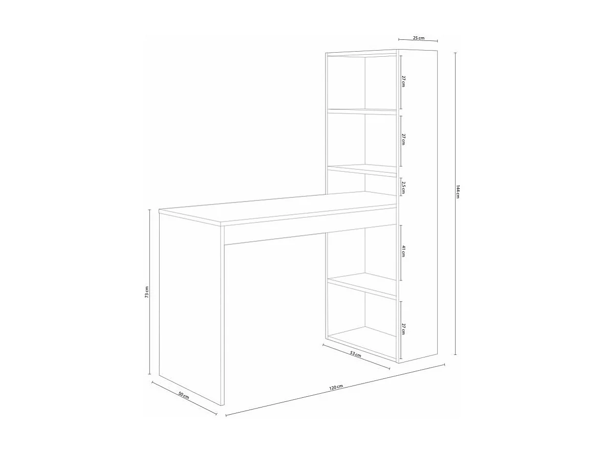 Umkehrbarer Schreibtisch mit Regal - L120 cm