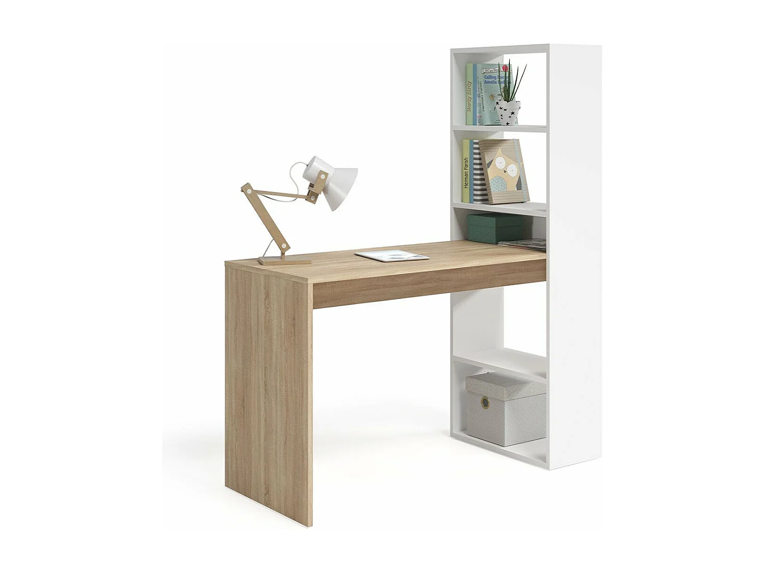 Bureau réversible avec étagère de rangement - L120 cm