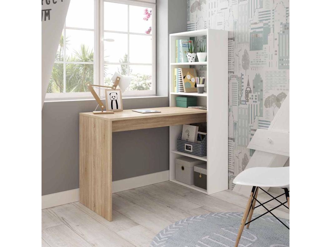 Umkehrbarer Schreibtisch mit Regal - L120 cm