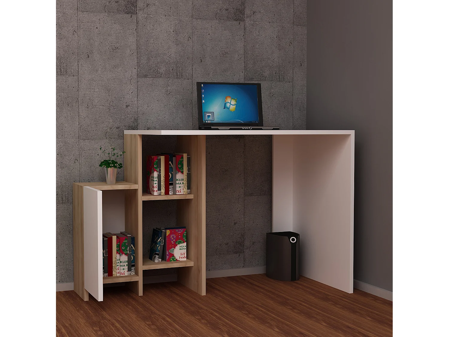 Bureau ECEM Blanc et chêne 113 cm