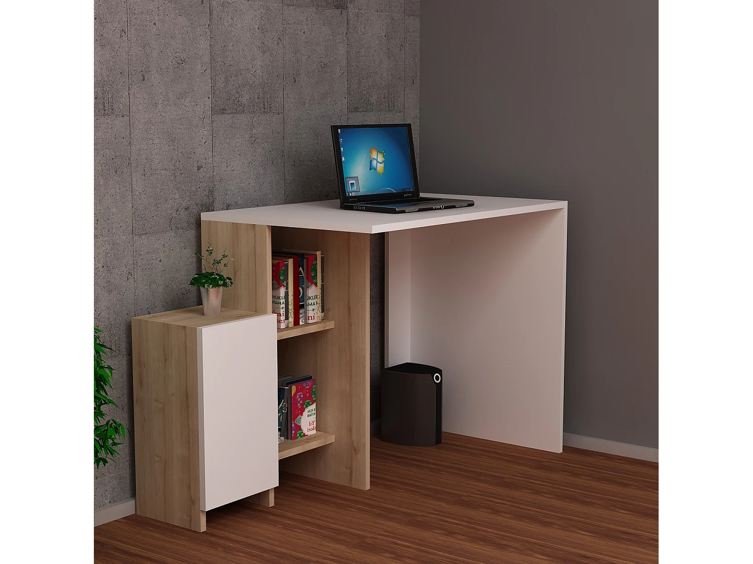Bureau ECEM Blanc et chêne 113 cm