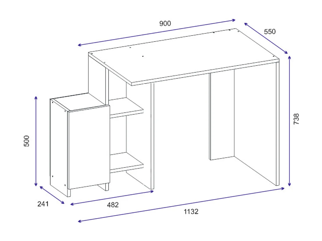 Bureau ECEM Blanc et chêne 113 cm