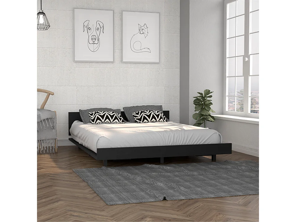 Cadre de lit Queen Zurich - Wengue