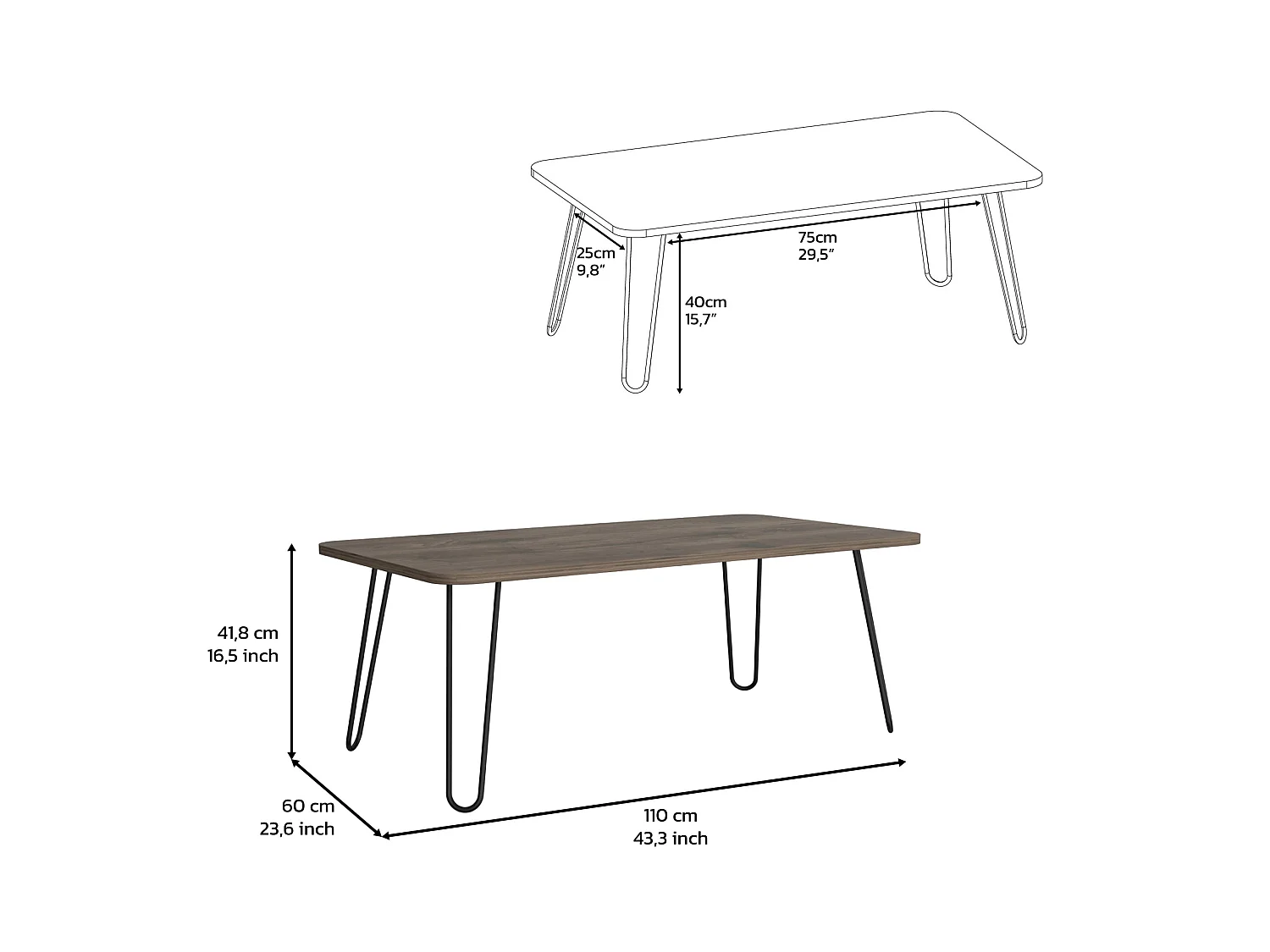 Mesa de Centro Dublín  41.8 CM A X 110 CM An X 60 CM P.