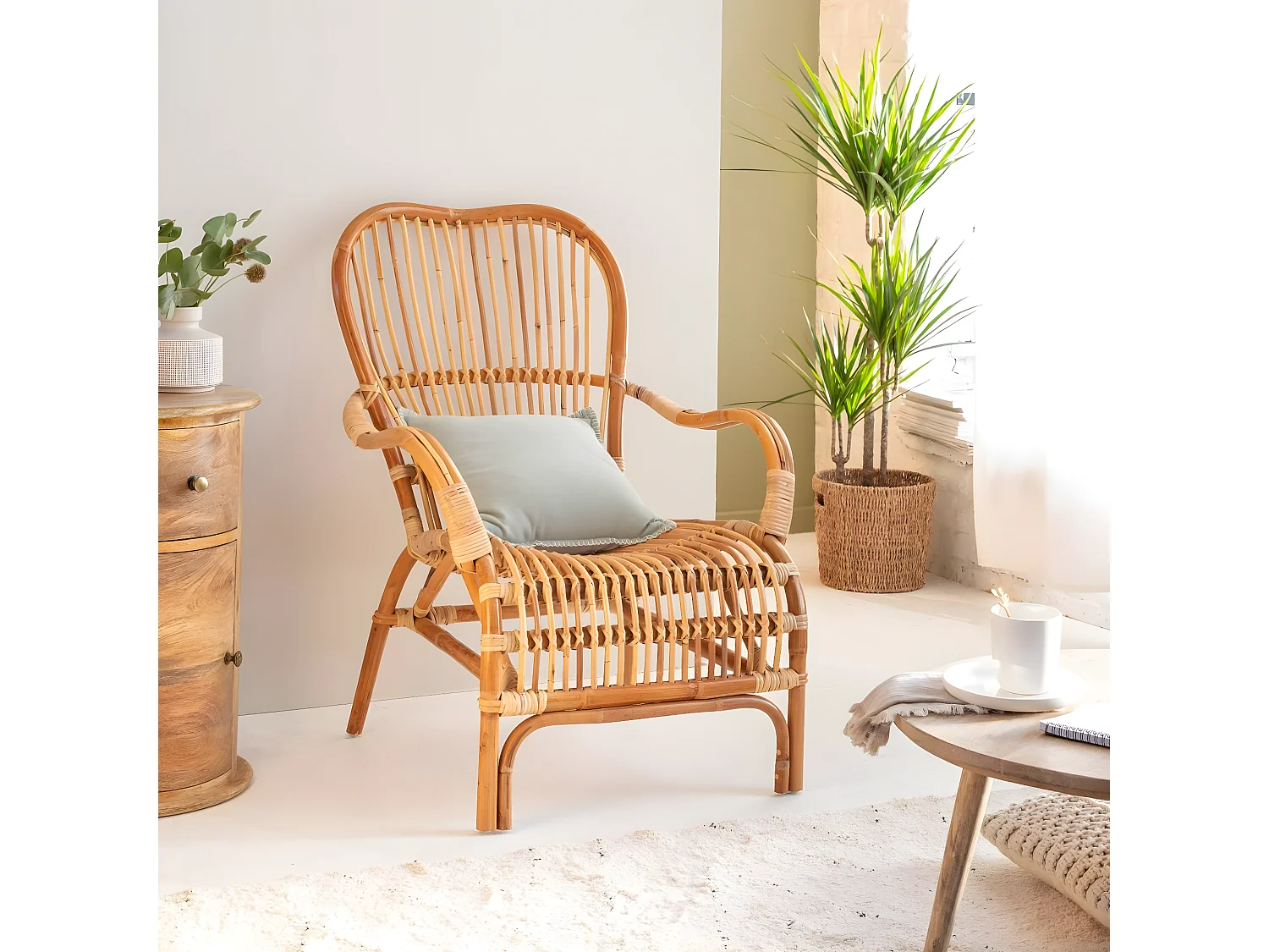 Fauteuil vintage en rotin Rattan