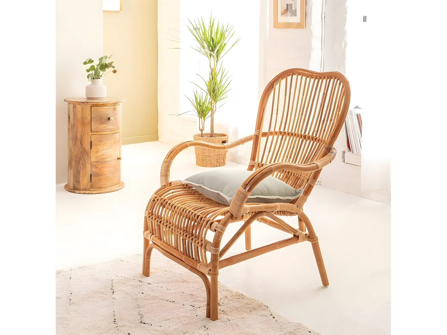 Fauteuil vintage en rotin Rattan