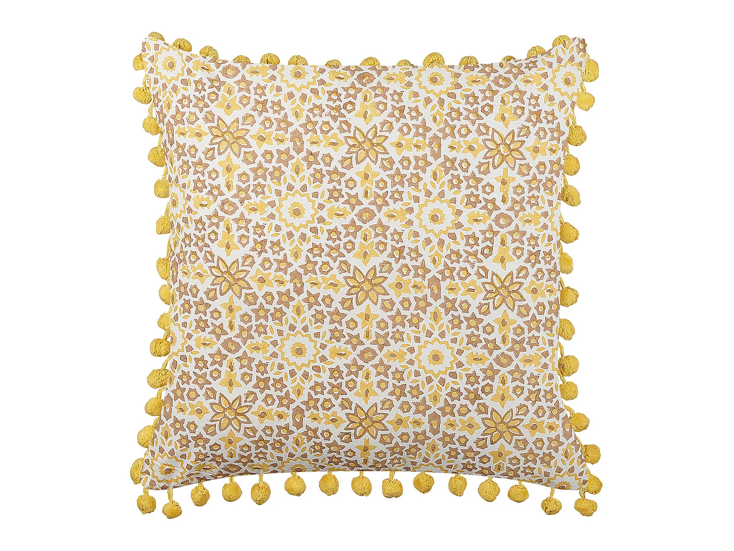 Coussin LYCROIS Coton 45 x 45 cm Jaune Motif floral