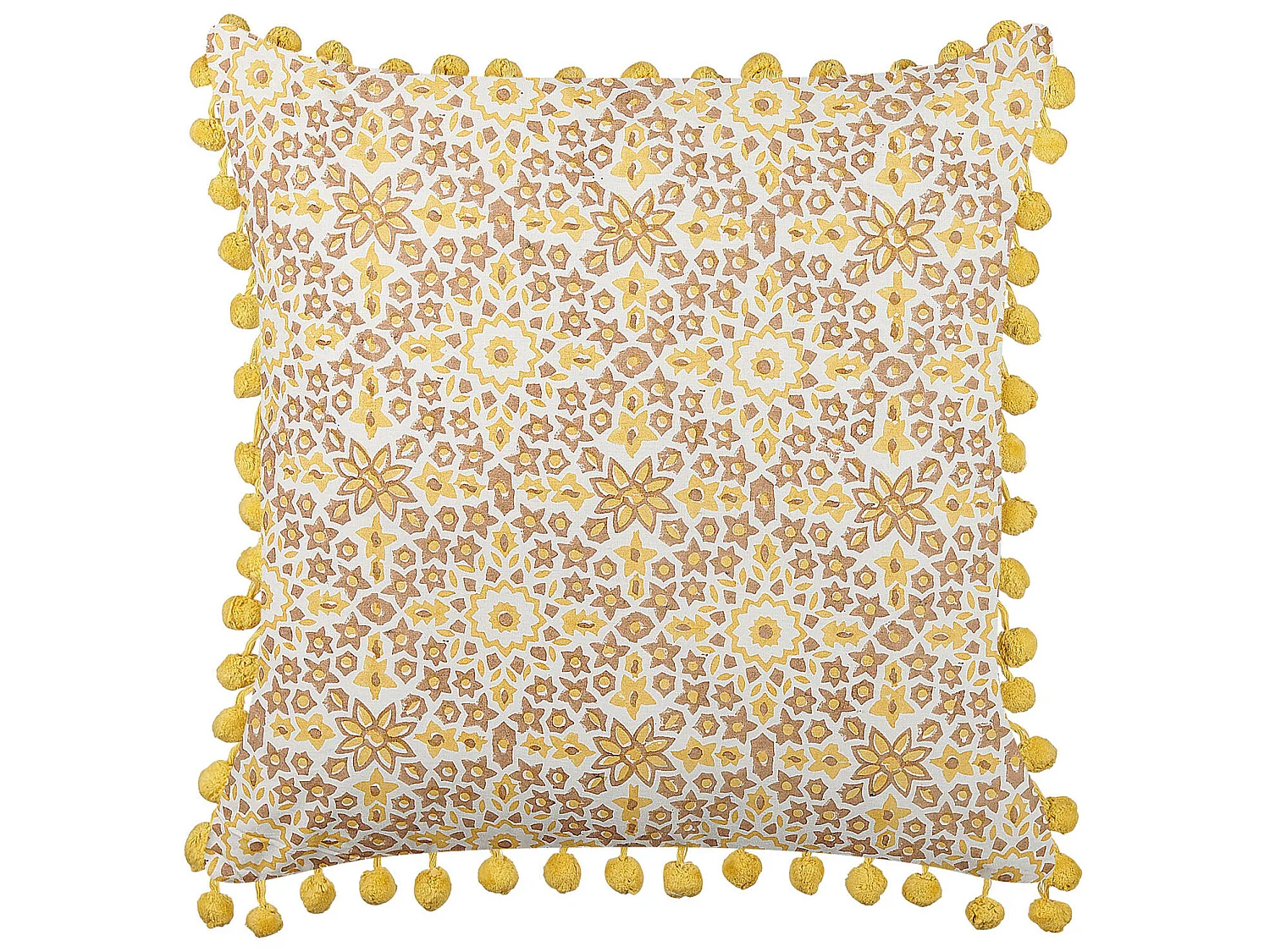 Coussin LYCROIS Coton 45 x 45 cm Jaune Motif floral