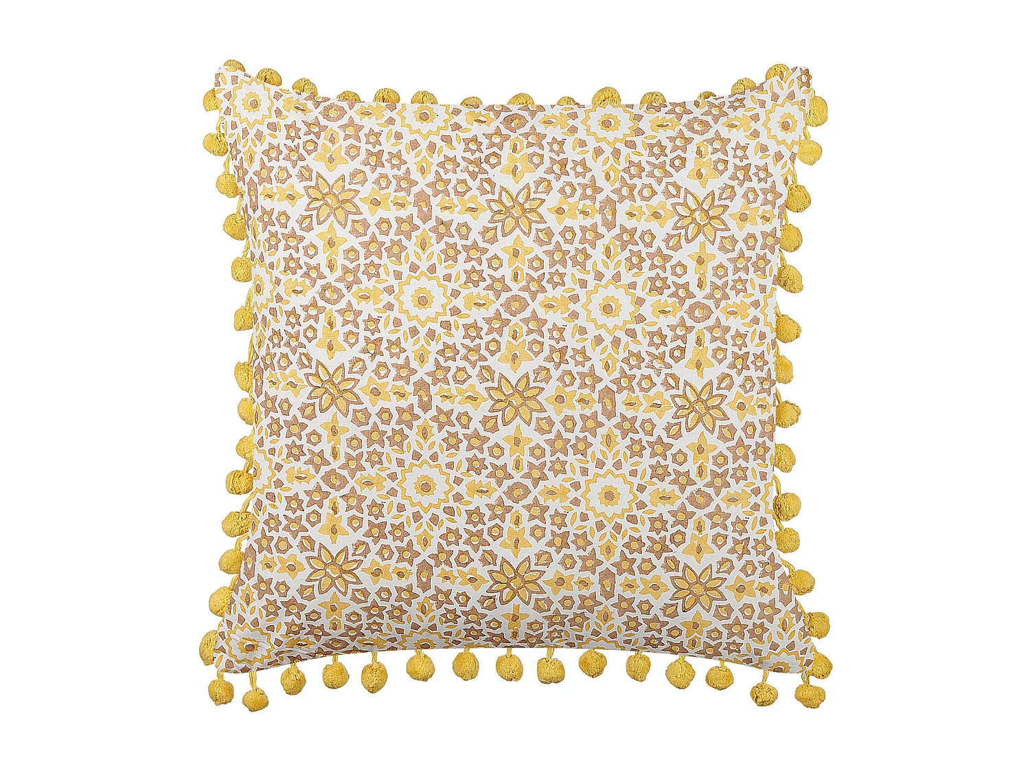 Coussin LYCROIS Coton 45 x 45 cm Jaune Motif floral