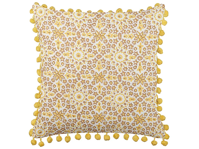 Dekokissen LYCROIS Baumwolle 45 x 45 cm Gelb Blumenmuster