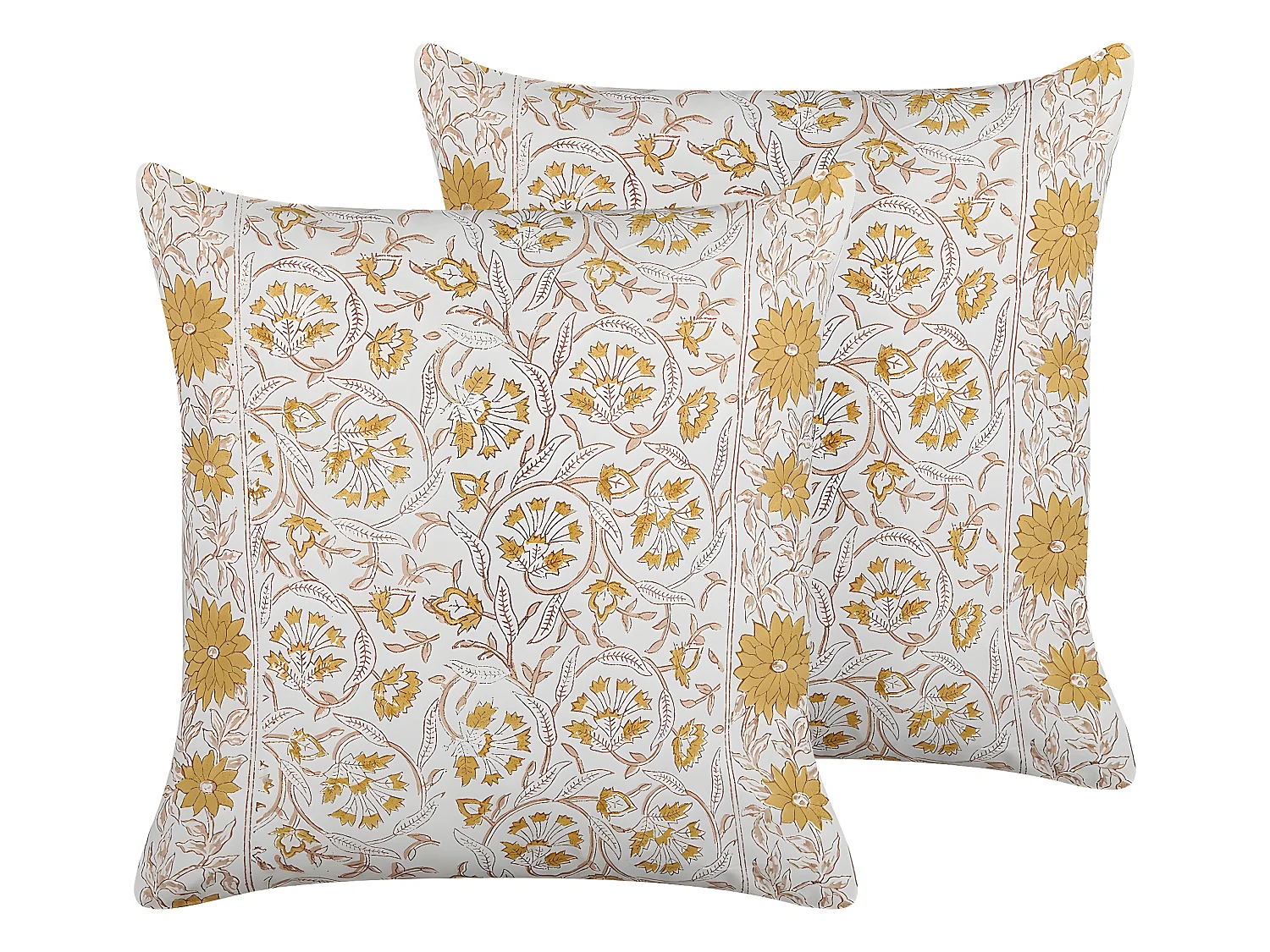 Lot de 2 coussins décoratifs CALATHEA Coton 45 x 45 cm Jaune Motif floral