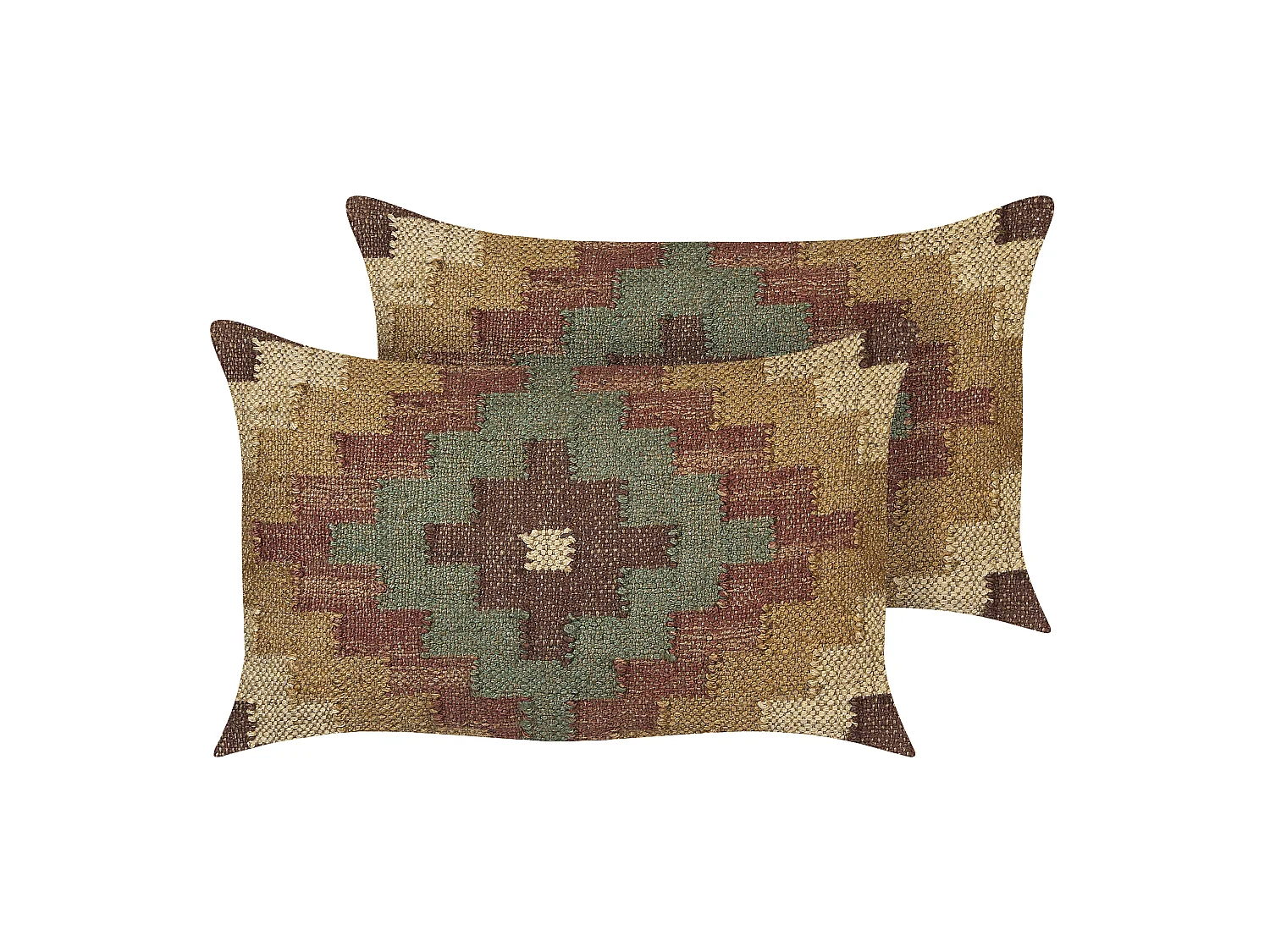 Lot de 2 coussins décoratifs MAGURI Jute 30 x 50 cm Marron Motif oriental