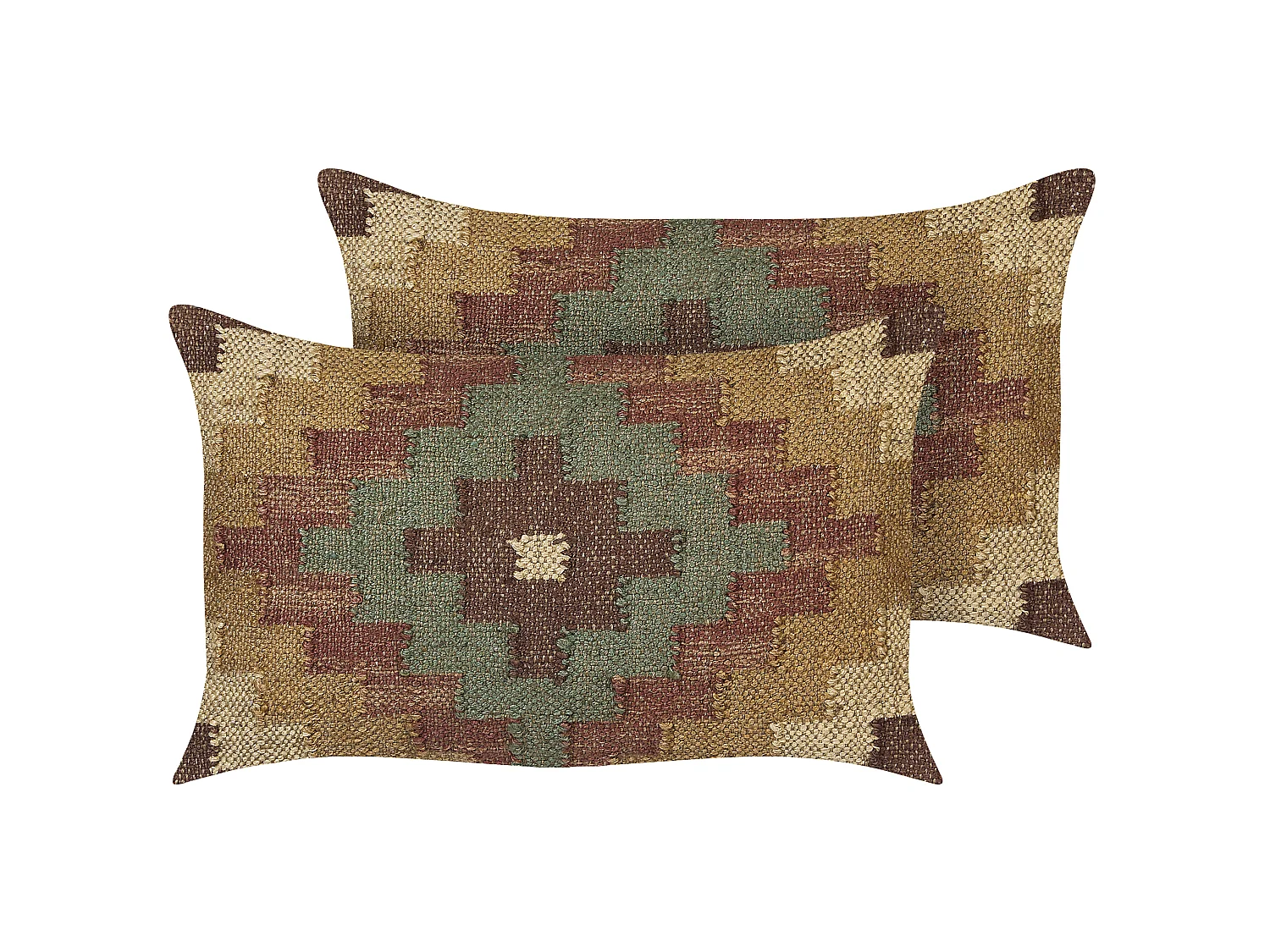 Lot de 2 coussins décoratifs MAGURI Jute 30 x 50 cm Marron Motif oriental