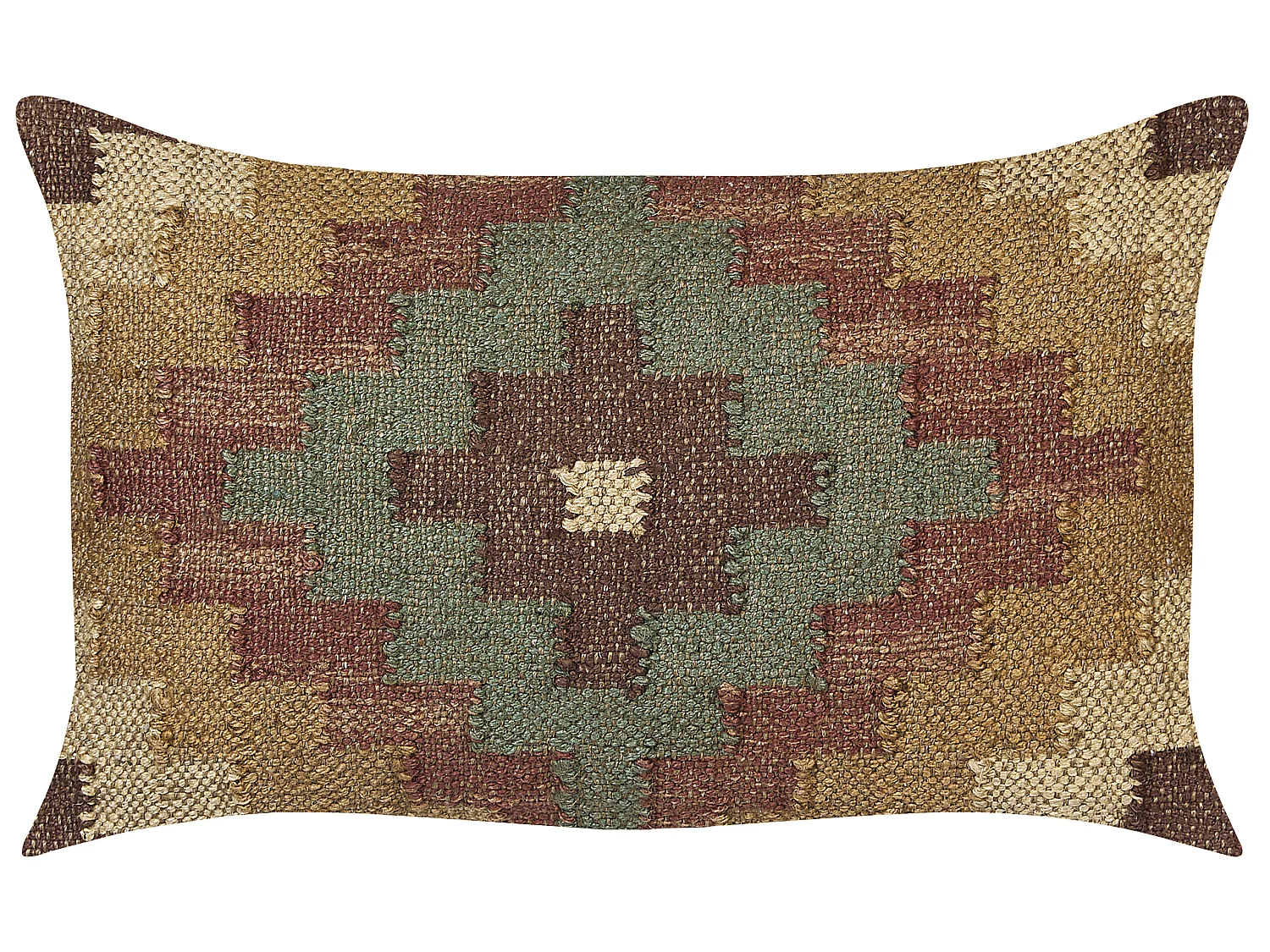 Set aus 2 Kissen mit orientalischem ethnischem Muster aus Jute und Wolle 30 x 50 cm mehrfarbig Maguri