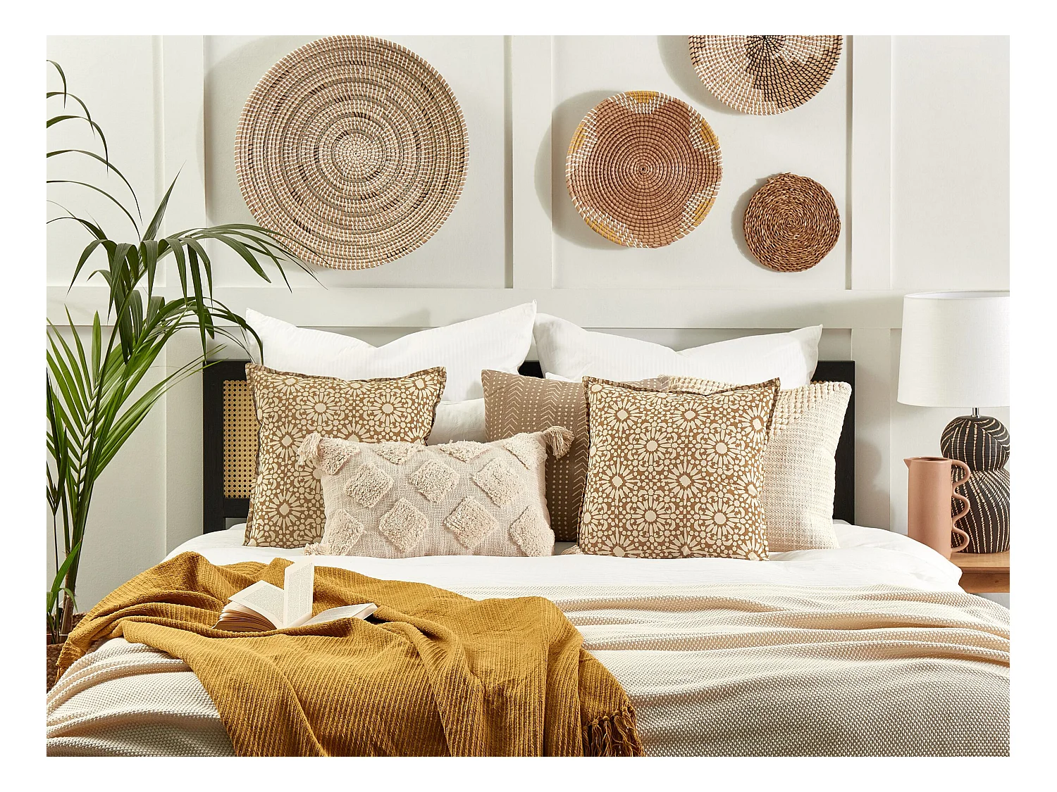 Coussin CEIBA Coton 45 x 45 cm Beige Motif géométrique