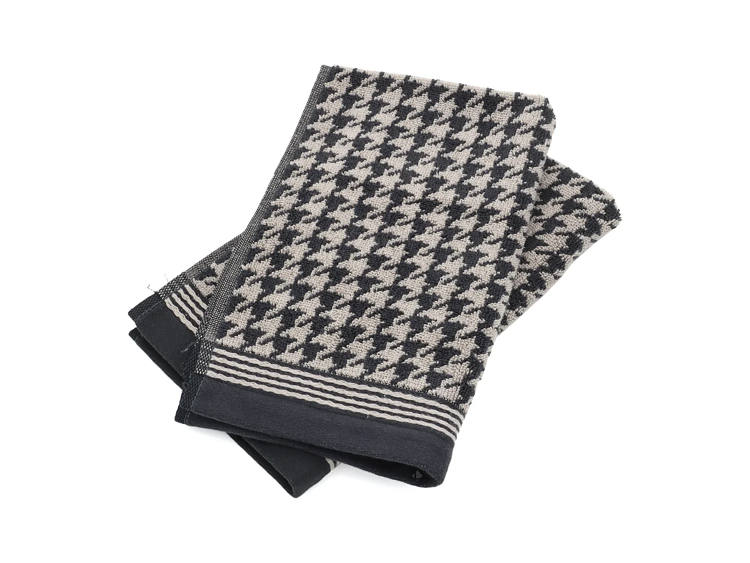 Parure de bain PIED-DE-POULE 4 pièces gris taille L