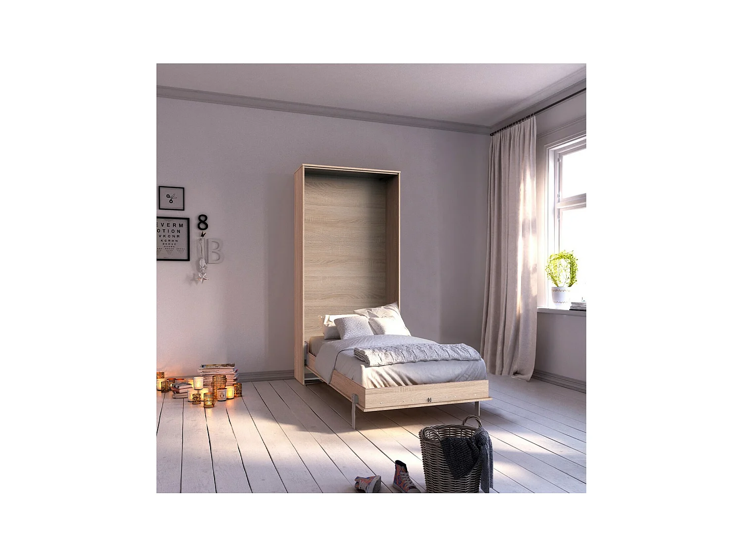 Lit escamotable vertical 90x200 - L102 cm