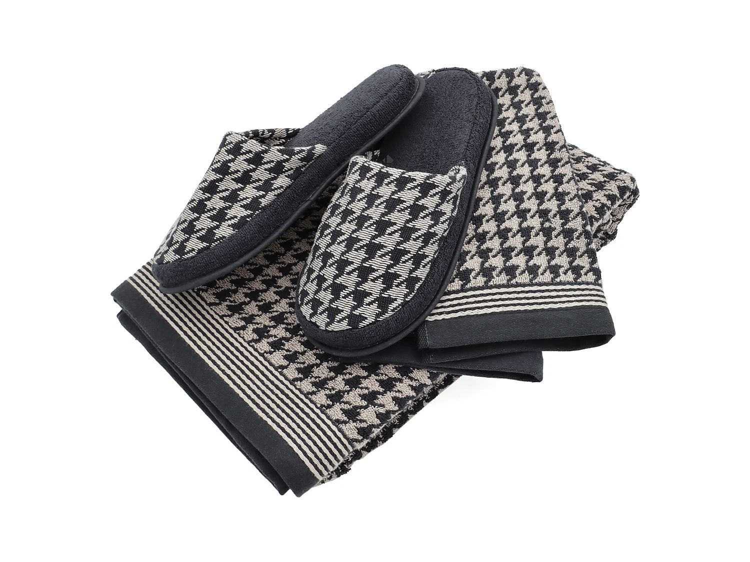 Parure de bain PIED-DE-POULE 4 pièces gris taille S