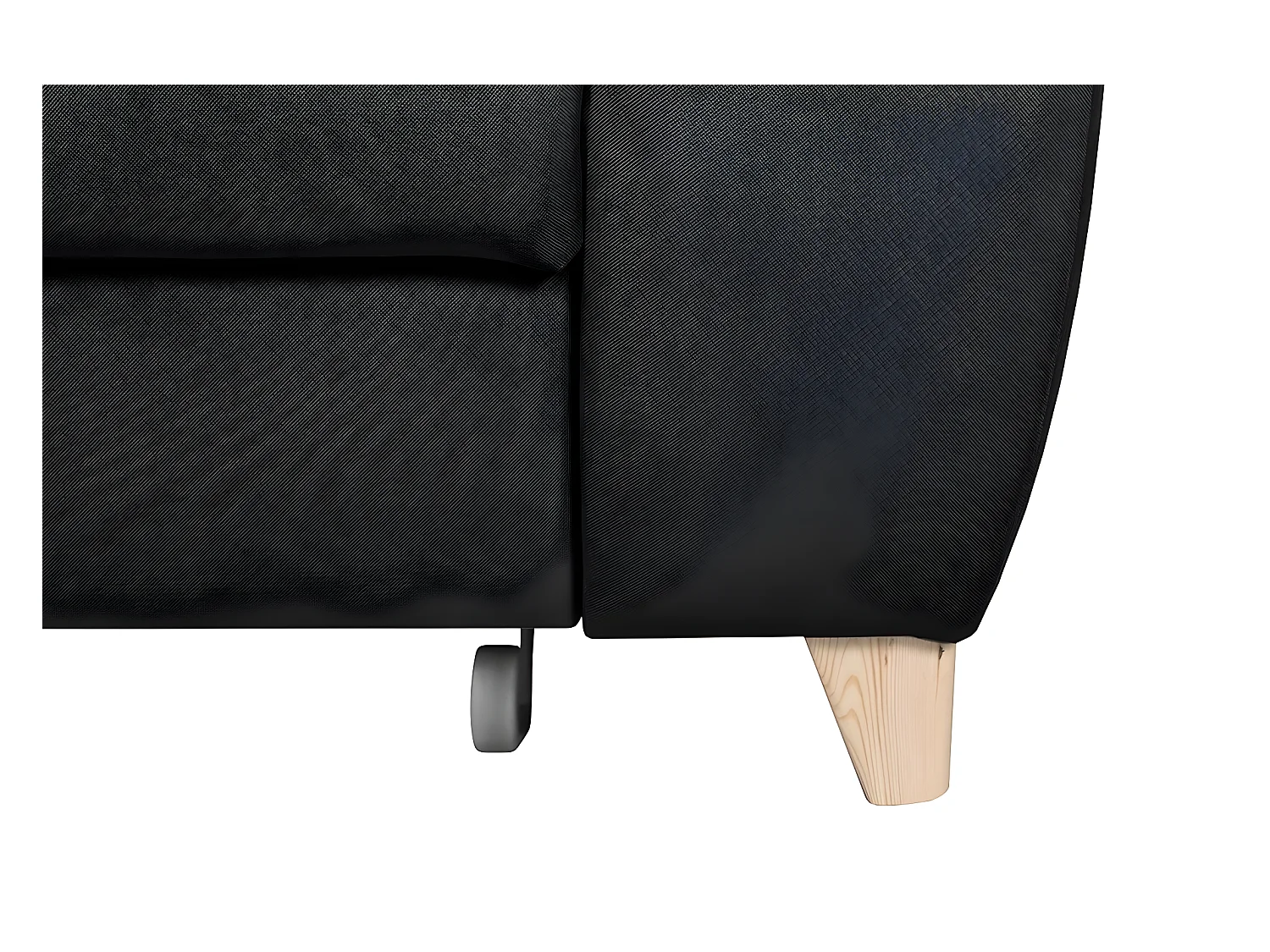 Canapé d'angle convertible en tissu velours luxe 5 places, ASTERIA  noir, angle gauche