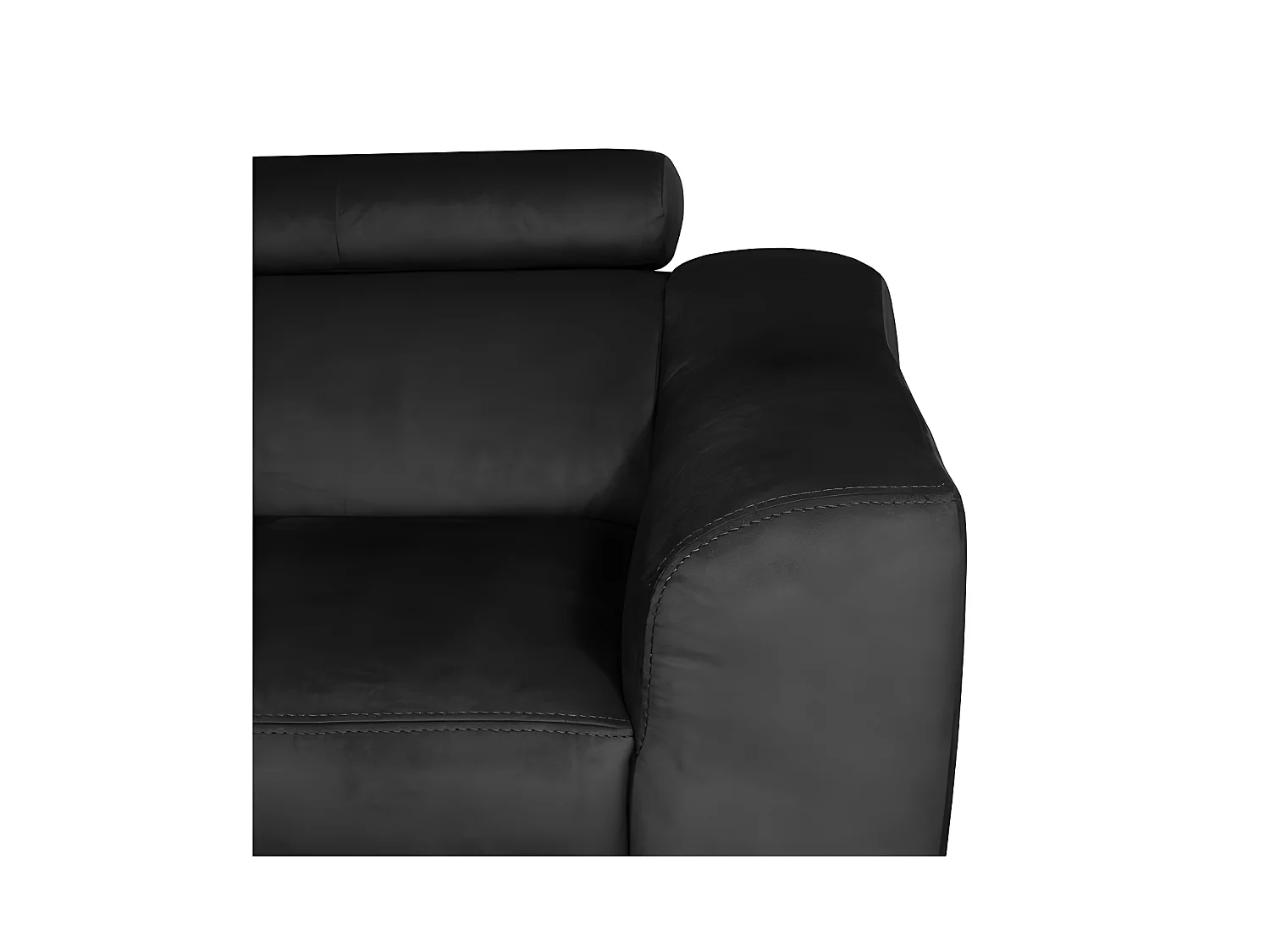 Canapé d'angle convertible en tissu velours luxe 5 places, ASTERIA  noir, angle gauche