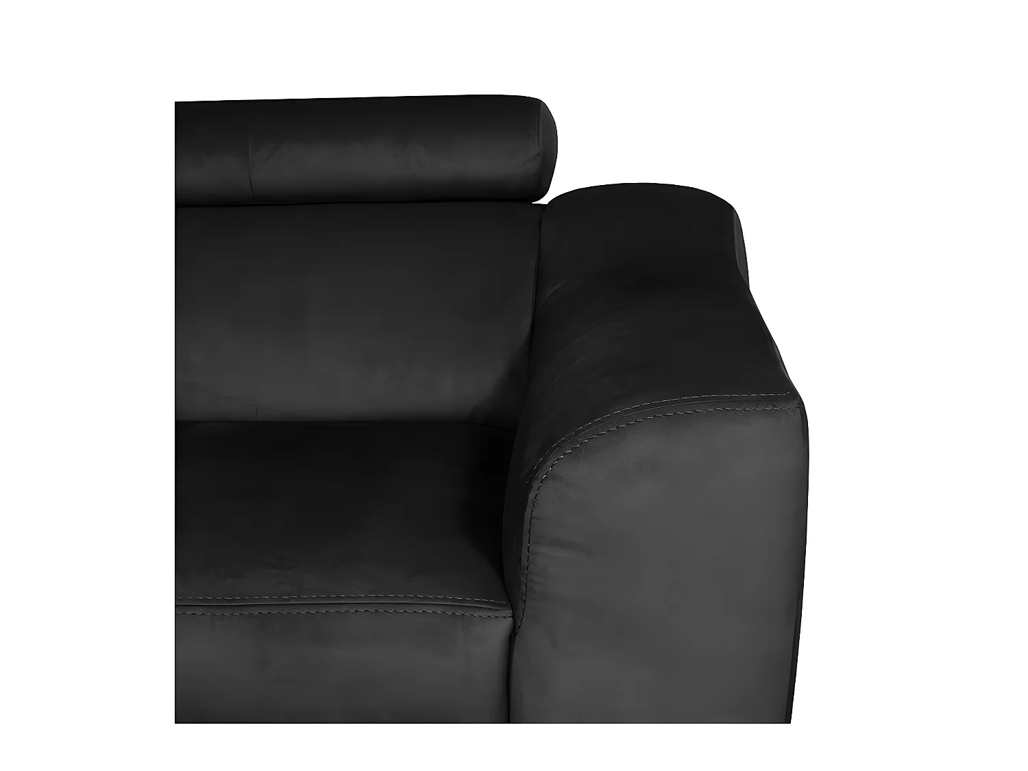 Canapé d'angle convertible en tissu velours luxe 5 places, ASTERIA  noir, angle gauche