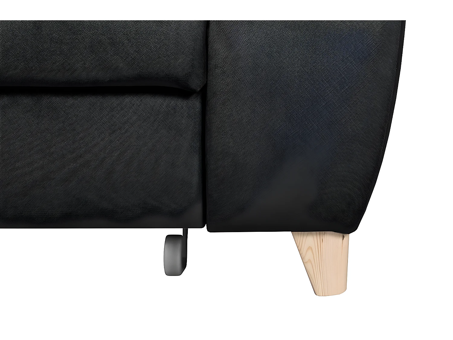 Canapé d'angle convertible en tissu velours luxe 5 places, ASTERIA  noir, angle gauche
