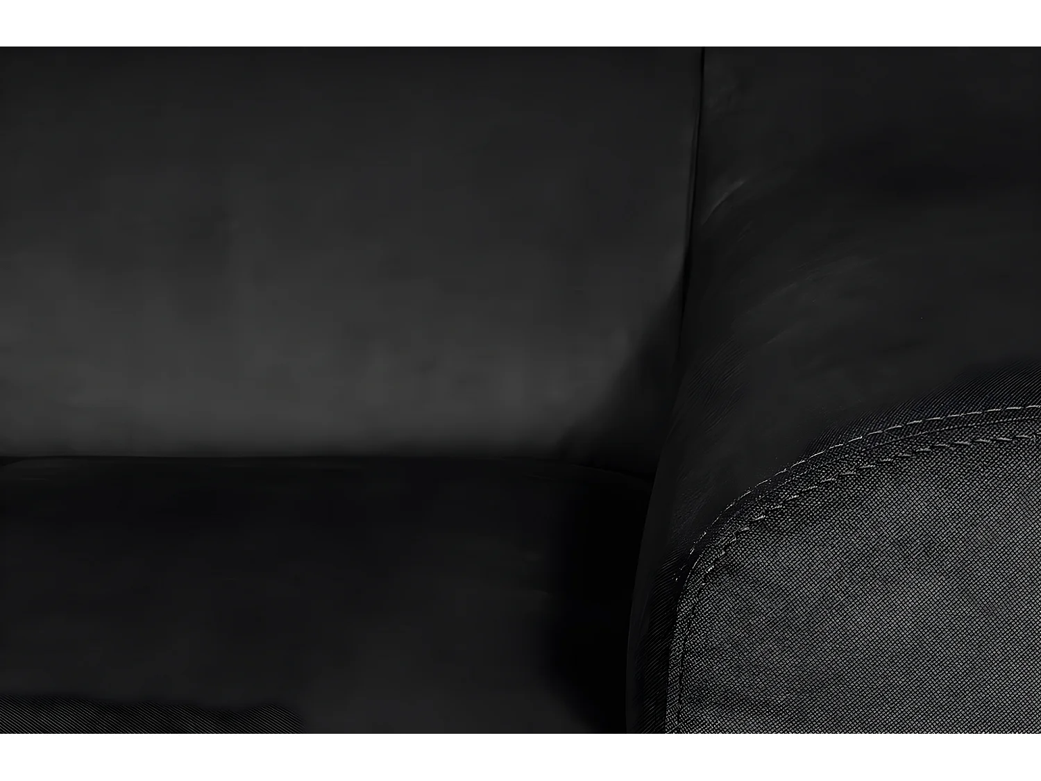 Canapé d'angle convertible en tissu velours luxe 5 places, ASTERIA  noir, angle gauche