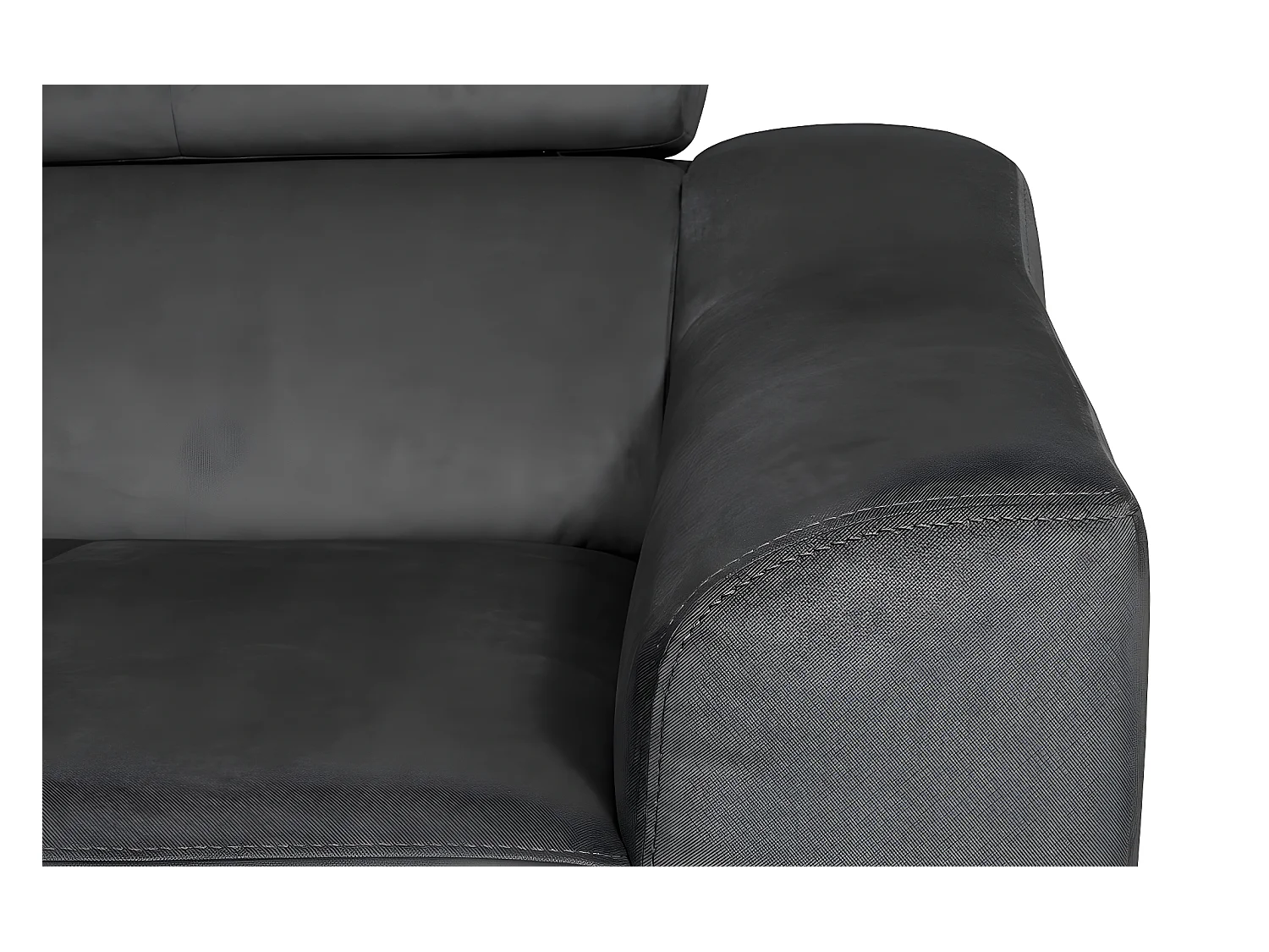 Canapé d'angle convertible en velours luxe 5 places, ASTERIA gris foncé, angle gauche