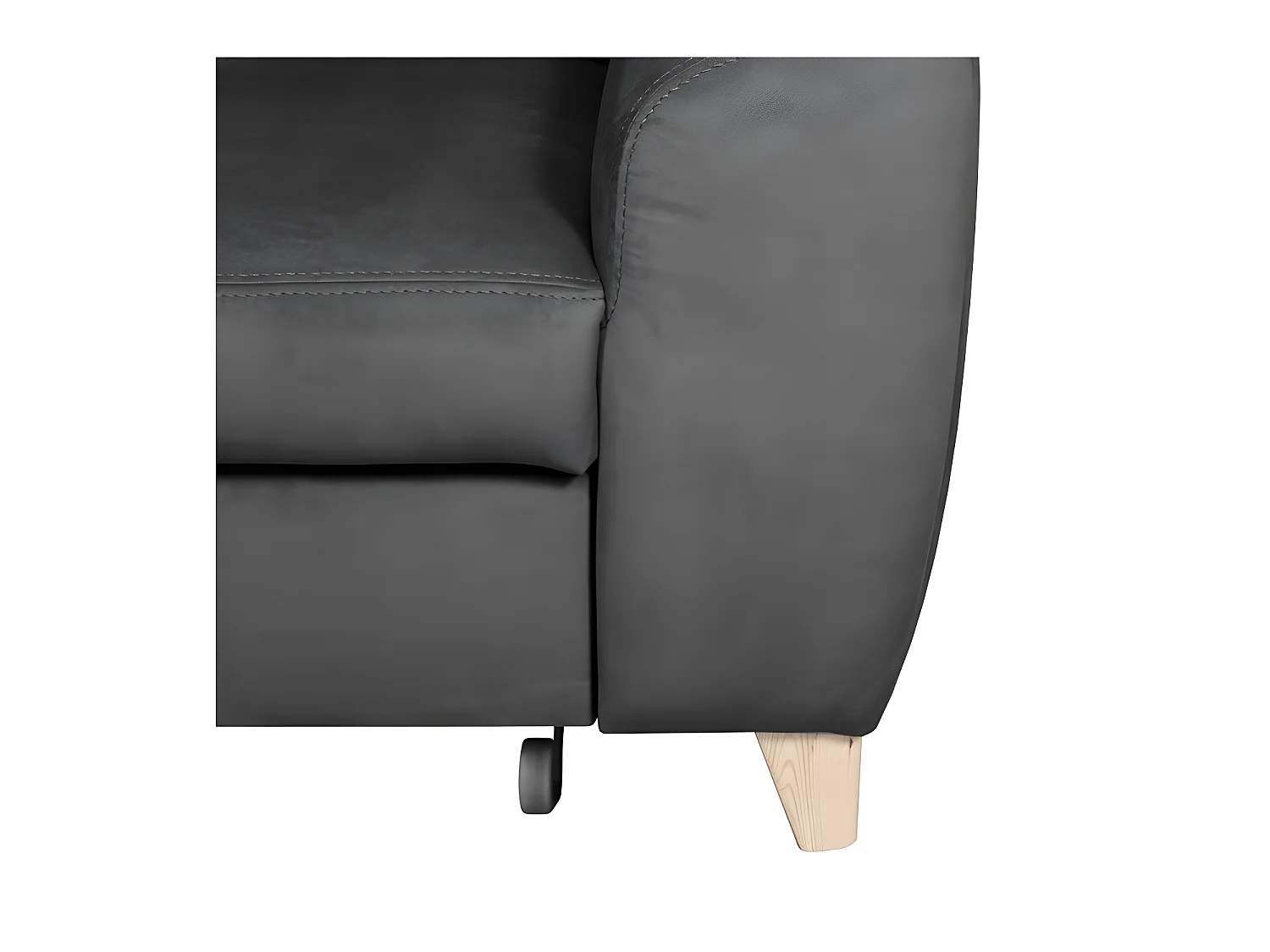 Canapé d'angle convertible en velours luxe 5 places, ASTERIA gris foncé, angle gauche