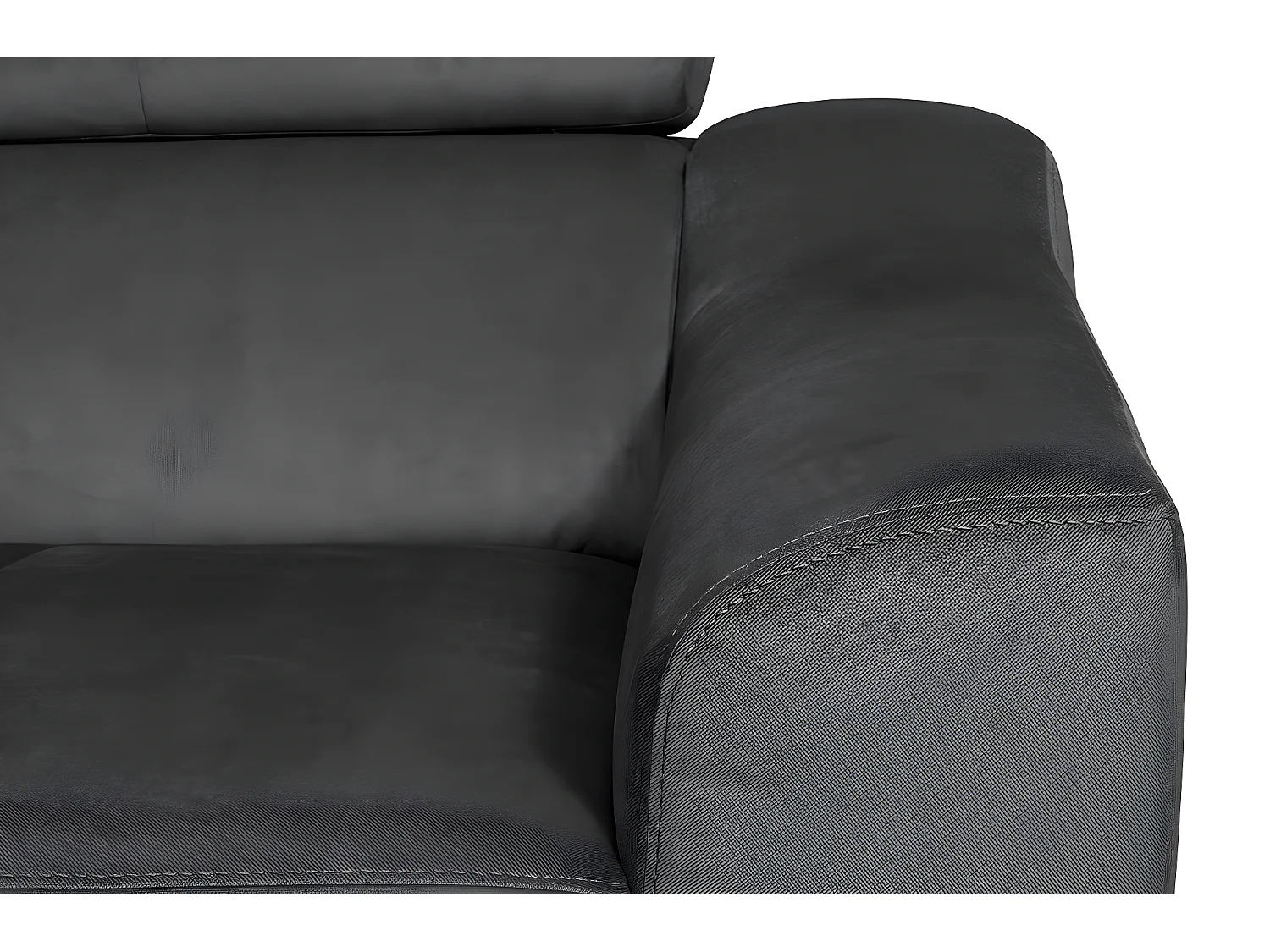 Canapé d'angle convertible en velours luxe 5 places, ASTERIA gris foncé, angle gauche