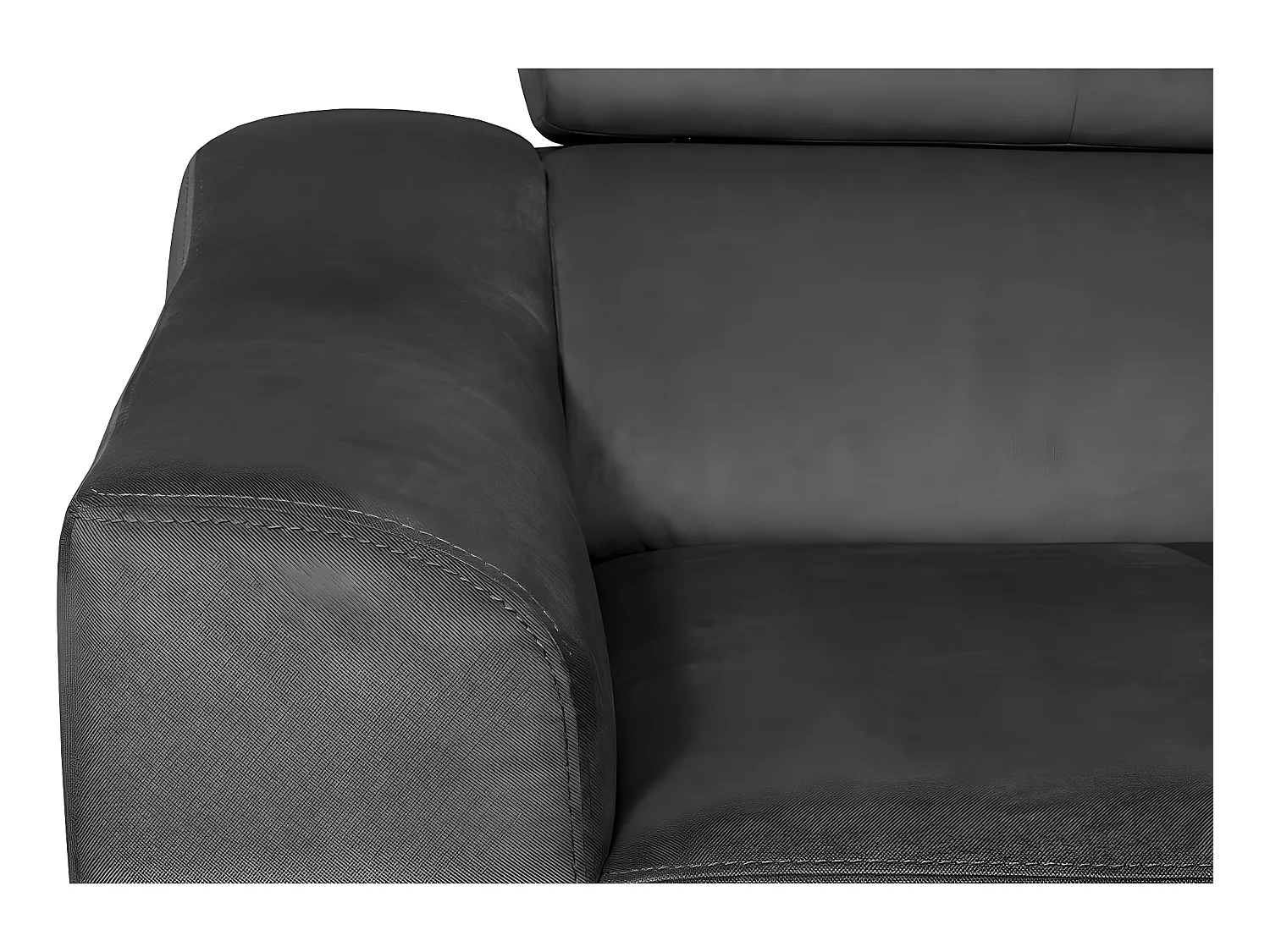 Canapé d'angle convertible en tissu luxe 5 places, ASTERIA gris foncé, angle droit