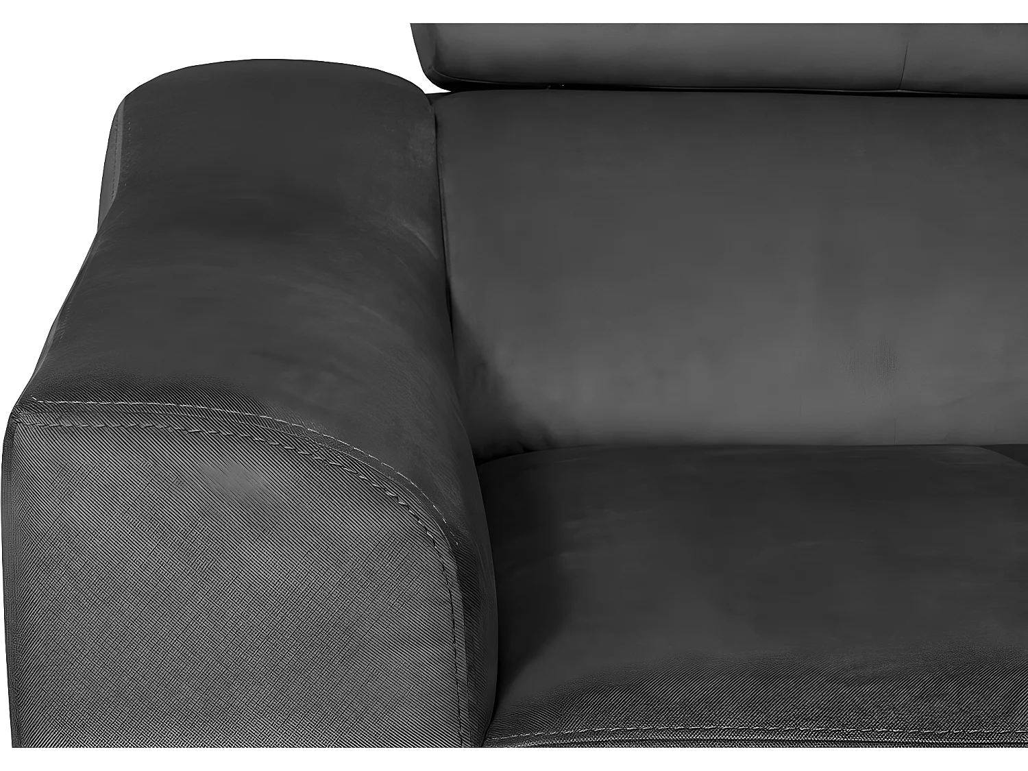 Canapé d'angle convertible en tissu luxe 5 places, ASTERIA gris foncé, angle droit